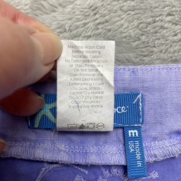 Fresh Produce Cover Up Dress Womens M Periwinkle Floral Eyelet Cotton Swim Beach - Picture 4 of 7